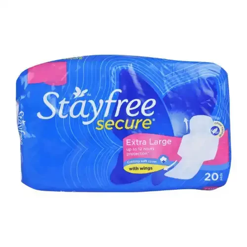 STAYFREE SECURE DRY COVER SANITARY PADS WITH WINGS XL 6 U