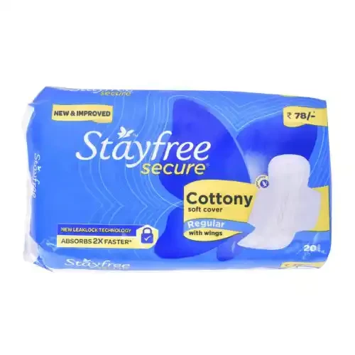 STAYFREE SECURE COTTONY SANITARY PADS WITH WINGS REGULAR 18 U