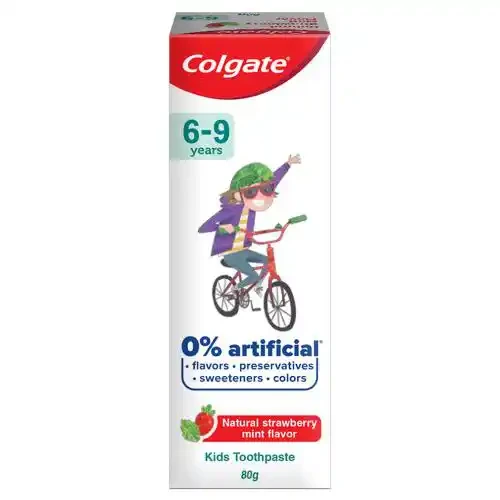 COLGATE KIDS 6-9 YEARS NATURAL STRWBERRY MINT FLAVOUR TOOTHPASTE 80 G