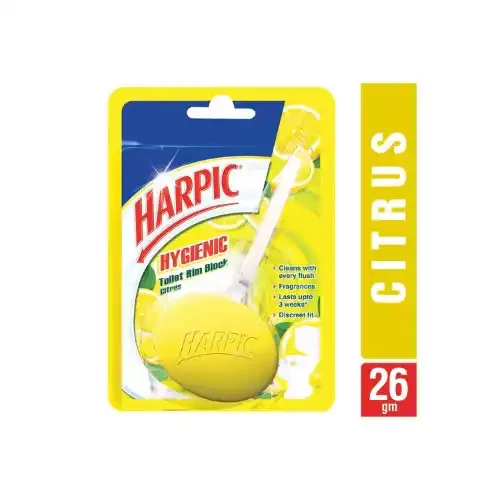 HARPIC HYGIENE CITRUS TOILET RIM AIR FRESHENER BLOCK 26 G