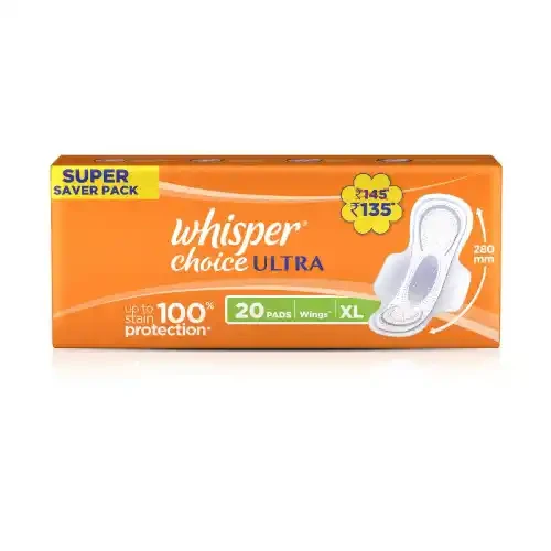 WHISPER CHOICE ULTRA SANITARY PADS XL 20 U