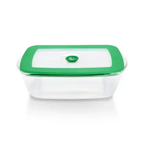 BOROSIL BAKE AND SERVEWARE RECTANGULAR DISH WITH GREEN LID 1.1 L