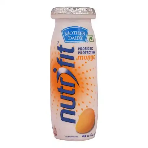 MOTHER DAIRY NUTRIFIT MANGO FLAVOURED PROBIOTIC MILK DRINK BOTTLE 80 ML