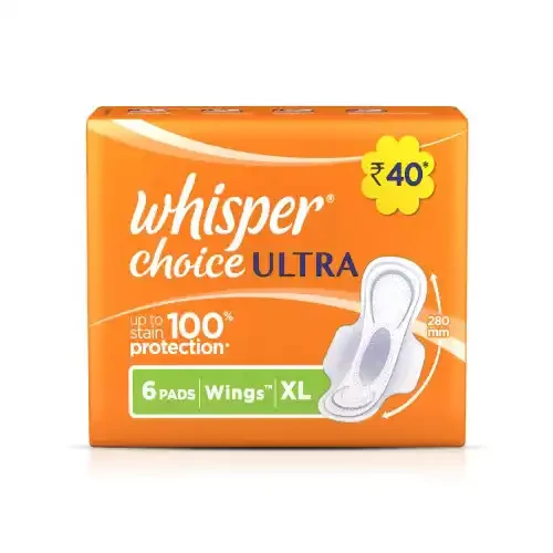 WHISPER CHOICE ULTRA SANITARY PADS XL 6 U